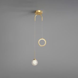 چراغ آویز دوتایی مدل Ring ball gold